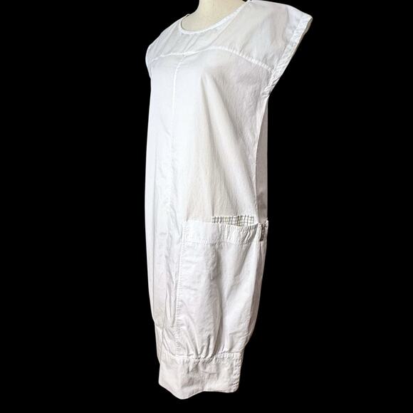 Nicobar Womens White Cotton Casual Midi Dress Small Apron Lagen Relaxed Utility - Picture 2 of 16